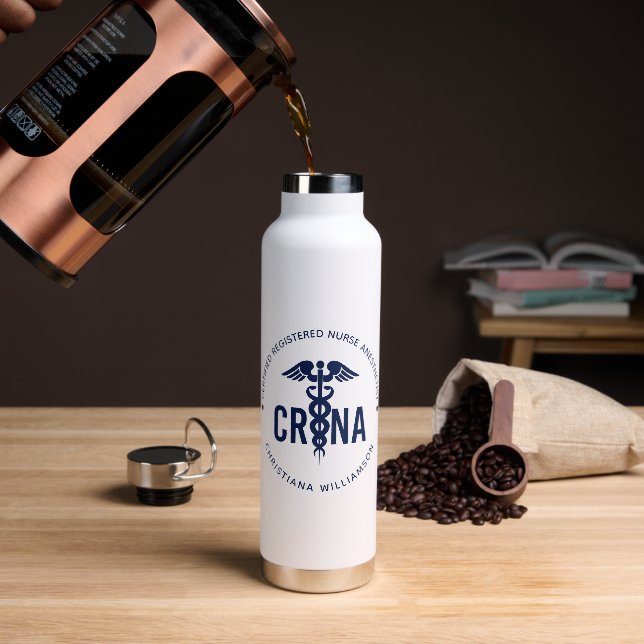 Botella De Agua Personalizado de la CRNA Certificado de enfermero  (Café)