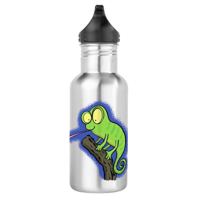 Botella De Agua Personalizado de lagarto de camaleón verde lindo (Derecha)