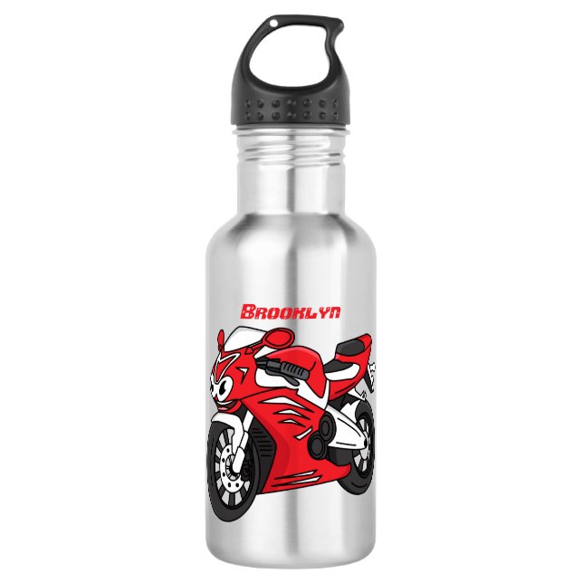 Botella De Agua Personalizado de motocicleta roja (Anverso)