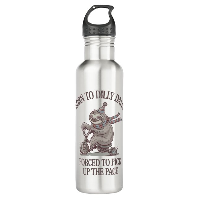Botella De Agua Personalizado de motocicletas Lazy Sloth Retro (Anverso)