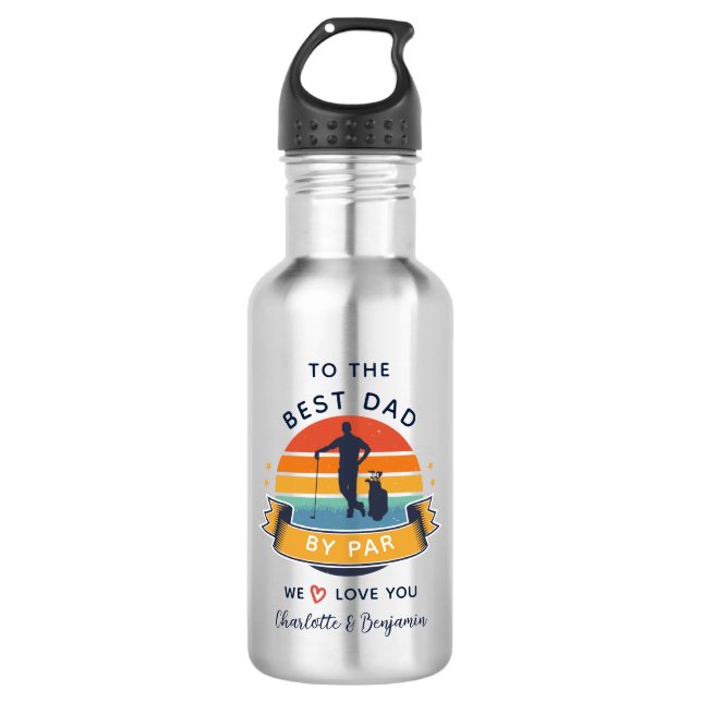 Botella De Agua Personalizado de nombres retro del Día del Padre d (Anverso)