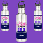 Botella De Agua Personalizado De Nuevo A La Escuela De Cuarto Grad<br><div class="desc">Personalizado De Nuevo A La Escuela Cuarto Grado botella de agua de acero inoxidable. Personalizar con tu nombre para una moda de aspecto jovial.</div>