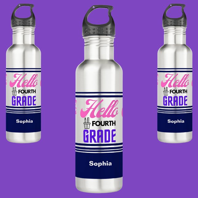 Botella De Agua Personalizado De Nuevo A La Escuela De Cuarto Grad (Subido por el creador)
