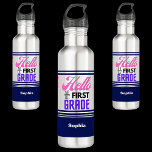 Botella De Agua Personalizado De Nuevo A La Escuela De Primer Grad<br><div class="desc">Personalizado De Nuevo A La Escuela Botella de agua de acero inoxidable de primer grado. Personalizar con tu nombre para una moda de aspecto jovial.</div>