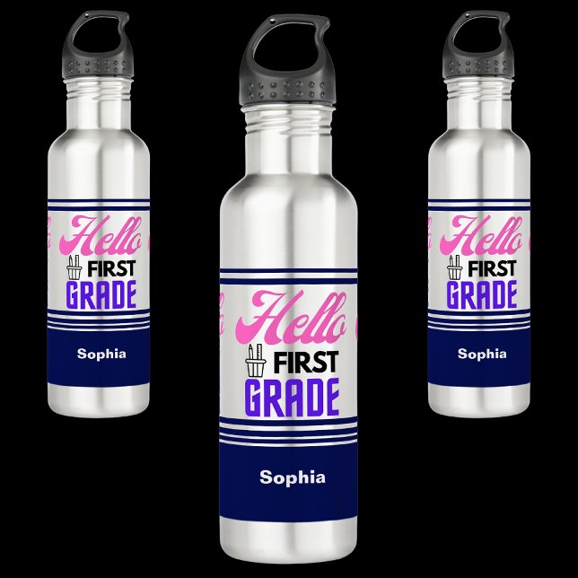 Botella De Agua Personalizado De Nuevo A La Escuela De Primer Grad (Subido por el creador)