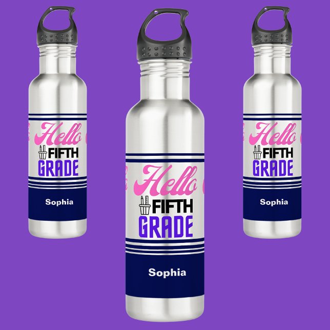Botella De Agua Personalizado De Nuevo A La Escuela De Quinto Grad (Subido por el creador)