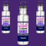 Botella De Agua Personalizado De Nuevo Al Segundo Grado De La Escu<br><div class="desc">Personalizado De Vuelta A La Escuela Botella de agua de acero inoxidable de segundo grado. Personalizar con tu nombre para una moda de aspecto jovial.</div>