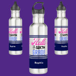 Botella De Agua Personalizado De Nuevo Al Sexto Grado Escolar<br><div class="desc">Personalizado De Nuevo A La Escuela Sexto Grado botella de agua de acero inoxidable. Personalizar con tu nombre para una moda de aspecto jovial.</div>