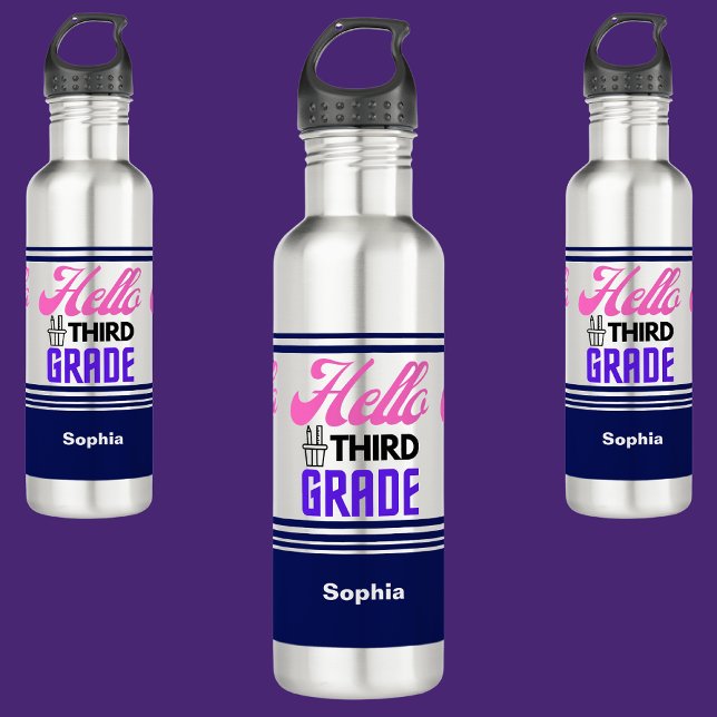 Botella De Agua Personalizado De Nuevo Al Tercer Grado Escolar (Subido por el creador)