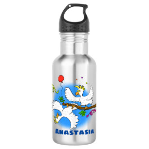 Botella De Agua Personalizado de pájaros de cacatúa graciosa