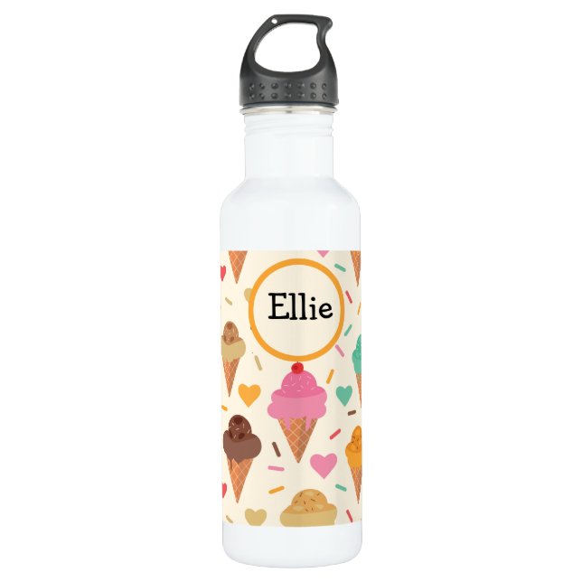 Botella De Agua Personalizado de patrón de crema de hielo cúrito p (Anverso)