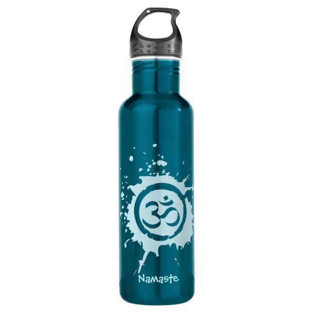 Botella De Agua Personalizado de planeta orgánico de aluminio azul (Anverso)