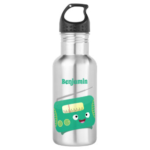 Botella De Agua Personalizado de radio retro alegre y gracioso