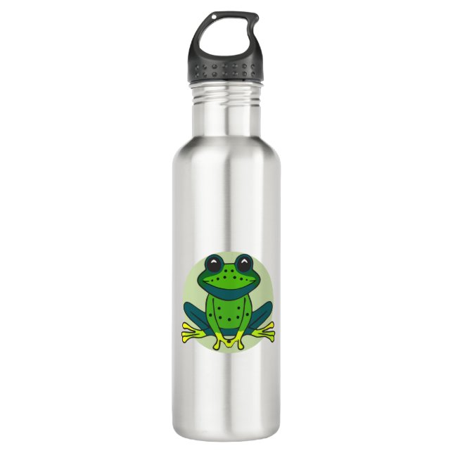 Botella De Agua Personalizado de rana verde (Anverso)
