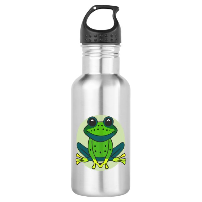 Botella De Agua Personalizado de rana verde (Anverso)