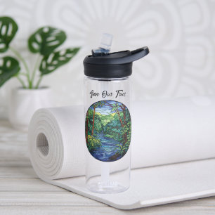 Botella De Agua Personalizado de redondeo de río Jungle de vidrio 