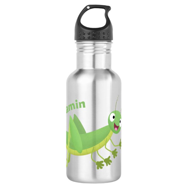 Botella De Agua Personalizado de saltamontes alegre verde (Anverso)