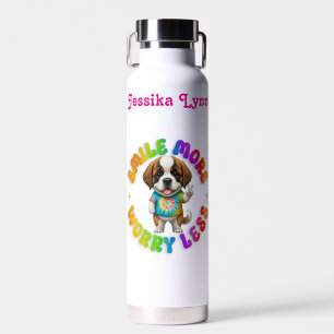 Botella De Agua Personalizado de Salud Mental Positivo de Cachorro