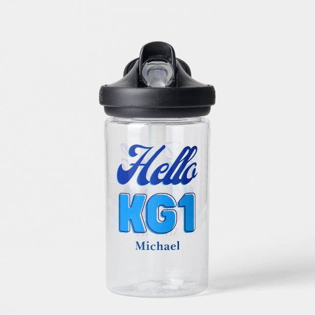 Botella De Agua Personalizado De Vuelta A La Escuela, KG1, Hola Kg (Delante)