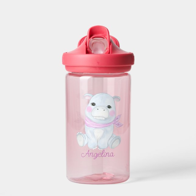 Botella De Agua Personalizado del bebé Hippopótamo Personalizado (Delante)