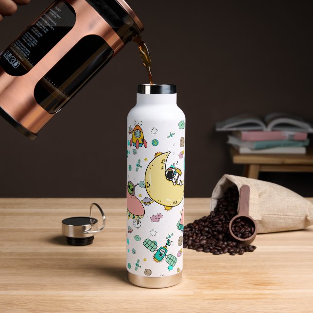 Botella De Agua Personalizado del espacio ultraterrestre astronaut (Café)