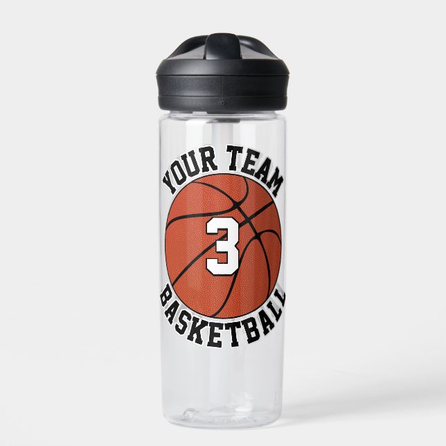 Botella De Agua Personalizado del jugador de baloncesto nombre equ (Delante)