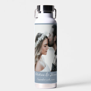 Botella De Agua Personalizado Dusty Blue Calligraphy añade su prop