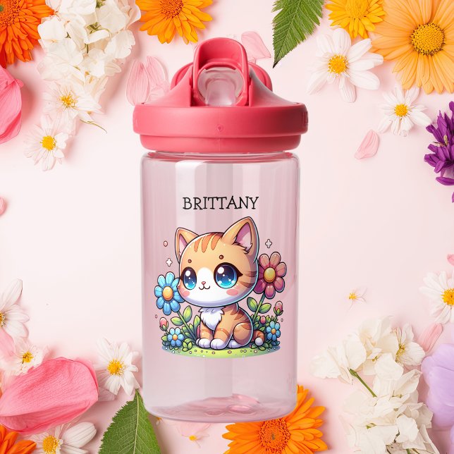 Botella De Agua Personalizado el gato curado de Naranja Kitty en l (Subido por el creador)