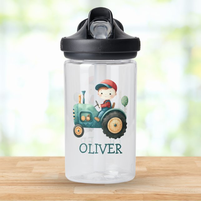 Botella De Agua Personalizado el tractor verde lindo de los chicos (Subido por el creador)