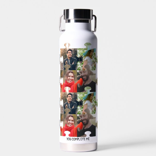 Botella De Agua Personalizado foto de la pieza del rompecabezas (Delantero)