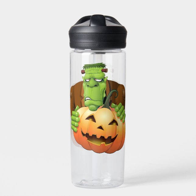 Botella De Agua Personalizado Frankenstein con Calabaza (Delante)