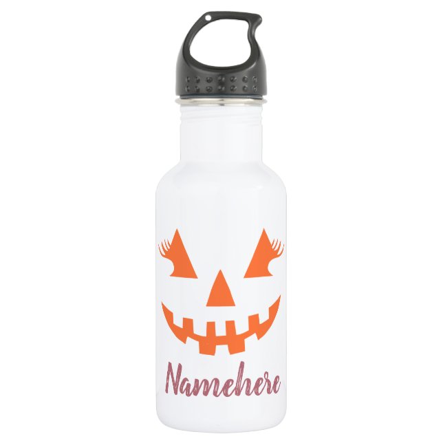 Botella De Agua Personalizado Girly Jack O Lantern Pumpkin Hallowe (Anverso)