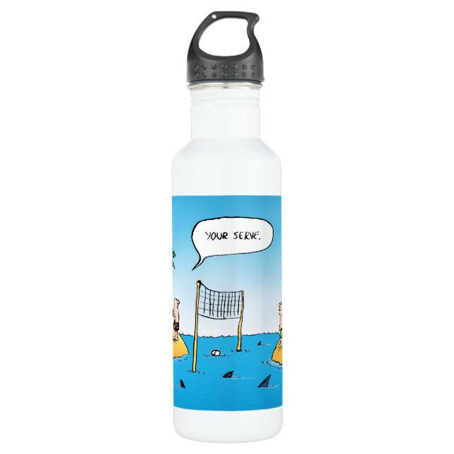 Botella De Agua Personalizado gracioso de voleibol de tiburones (Anverso)