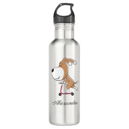 Botella De Agua Personalizado Gracioso Perro cachorro pateo Scoote