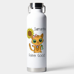 Botella De Agua Personalizado Kitty Cat Pun personalizado