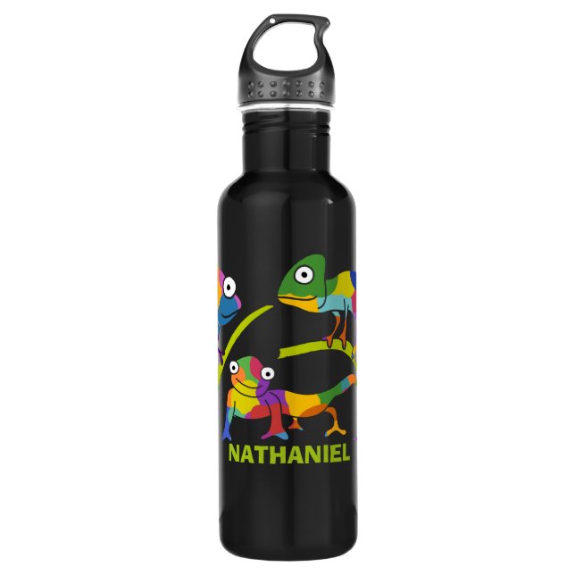 Botella De Agua Personalizado lindo Chameleons personalizado (Anverso)