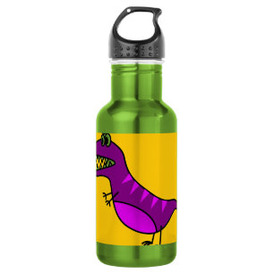 Botella De Agua Personalizado lindo enojado de dinosaurio morado