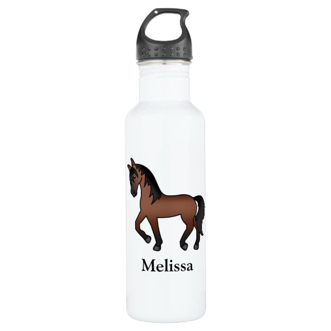 Botella De Agua Personalizado marrón de Bay Trotting Horse & Custo (Anverso)