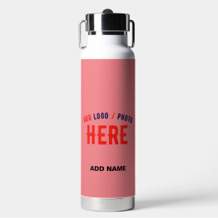 BOTELLA DE AGUA PERSONALIZADO MODERNO ELEGANTE SALMON PINK VERIFIC