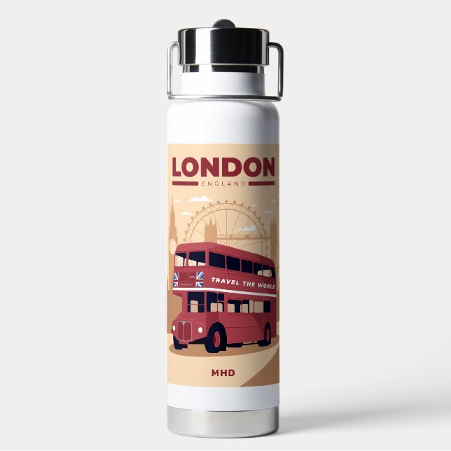 Botella De Agua Personalizado Monogram LONDON (Reverso)