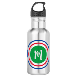 Botella De Agua Personalizado Monograma Círculos Concéntricos Mode