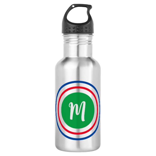 Botella De Agua Personalizado Monograma Círculos Concéntricos Mode (Anverso)