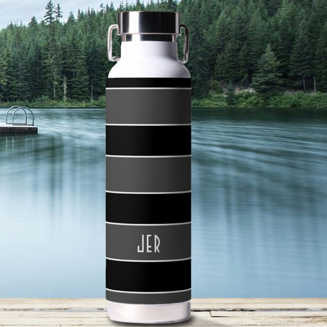 Botella De Agua Personalizado Monograma Iniciales Bandas Modernas  (Subido por el creador)