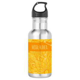 Botella De Agua Personalizado Naranja Monocromo Mandala Botella de