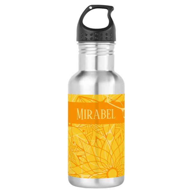 Botella De Agua Personalizado Naranja Monocromo Mandala Botella de (Anverso)