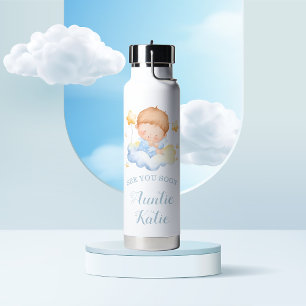 Botella De Agua Personalizado Nombre del bebé Nube Azul