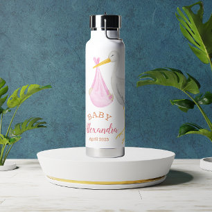 Botella De Agua Personalizado Nombre del bebé Rosa