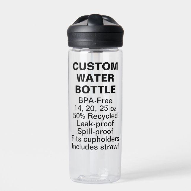 Botella de agua personalizado + Paja (BPA BPS BPF  (Delante)