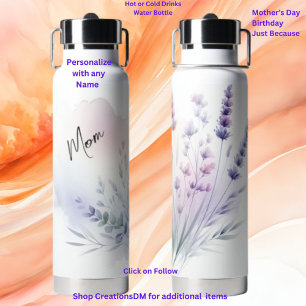 Botella De Agua Personalizado para mamá o para cualquier floral