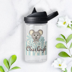 Botella De Agua Personalizado Pastel Blue Stripe Cute Koala Kids